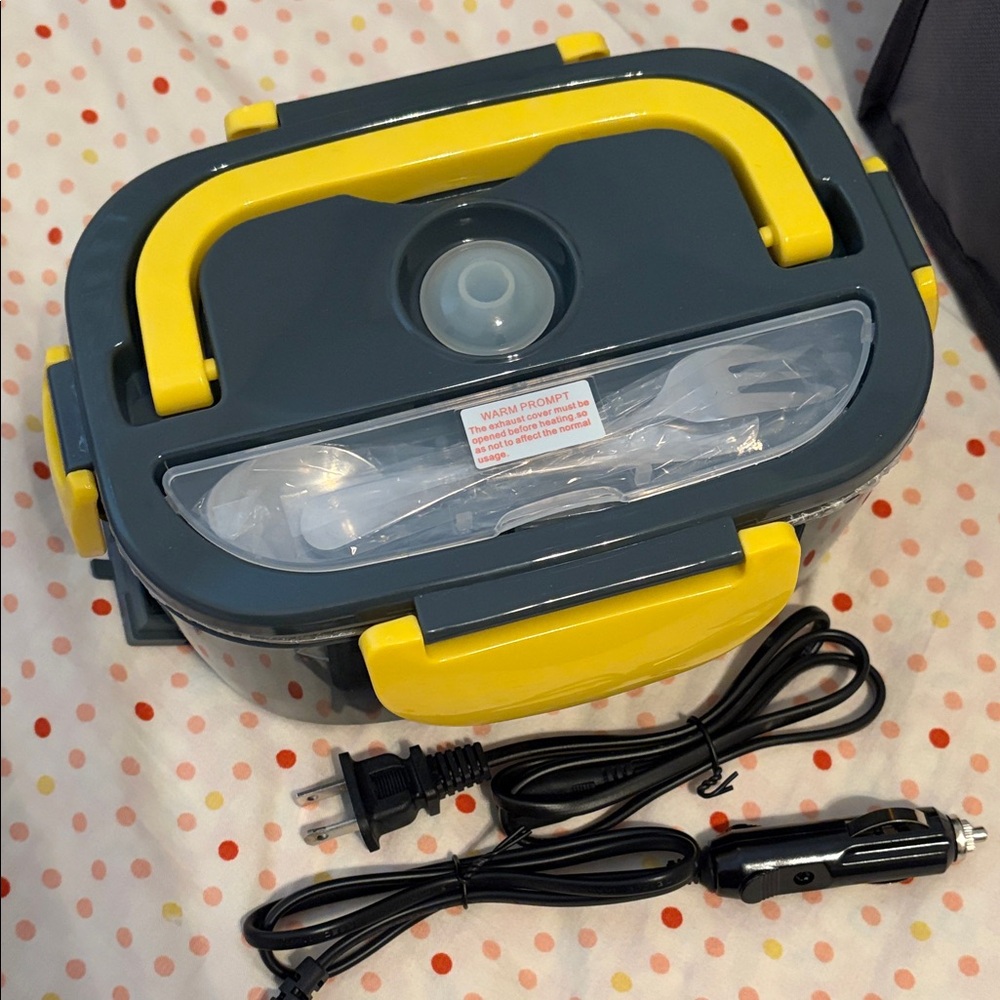Portable Electric Lunch Box - Gray and Yellow